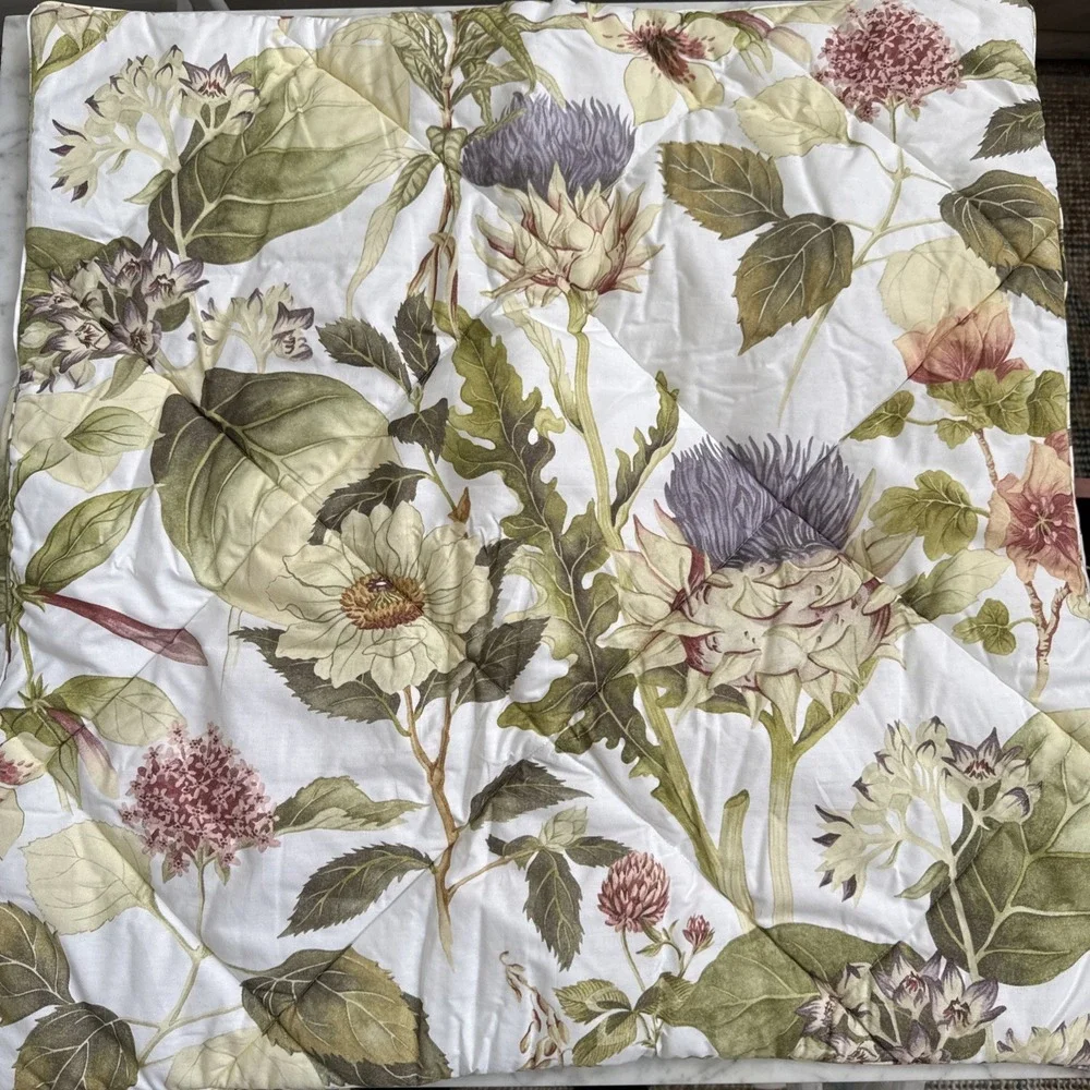 Pottery Barn Thistle Floral percale Euro Sham 26x26 Quilted NWOT PB599